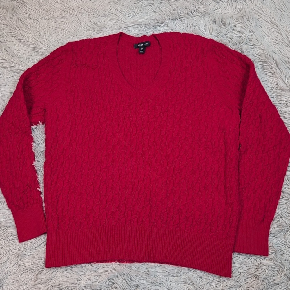 Lands End Sweater Womens 18 Red Wool Blend Cozy Comfort Casual Preppy